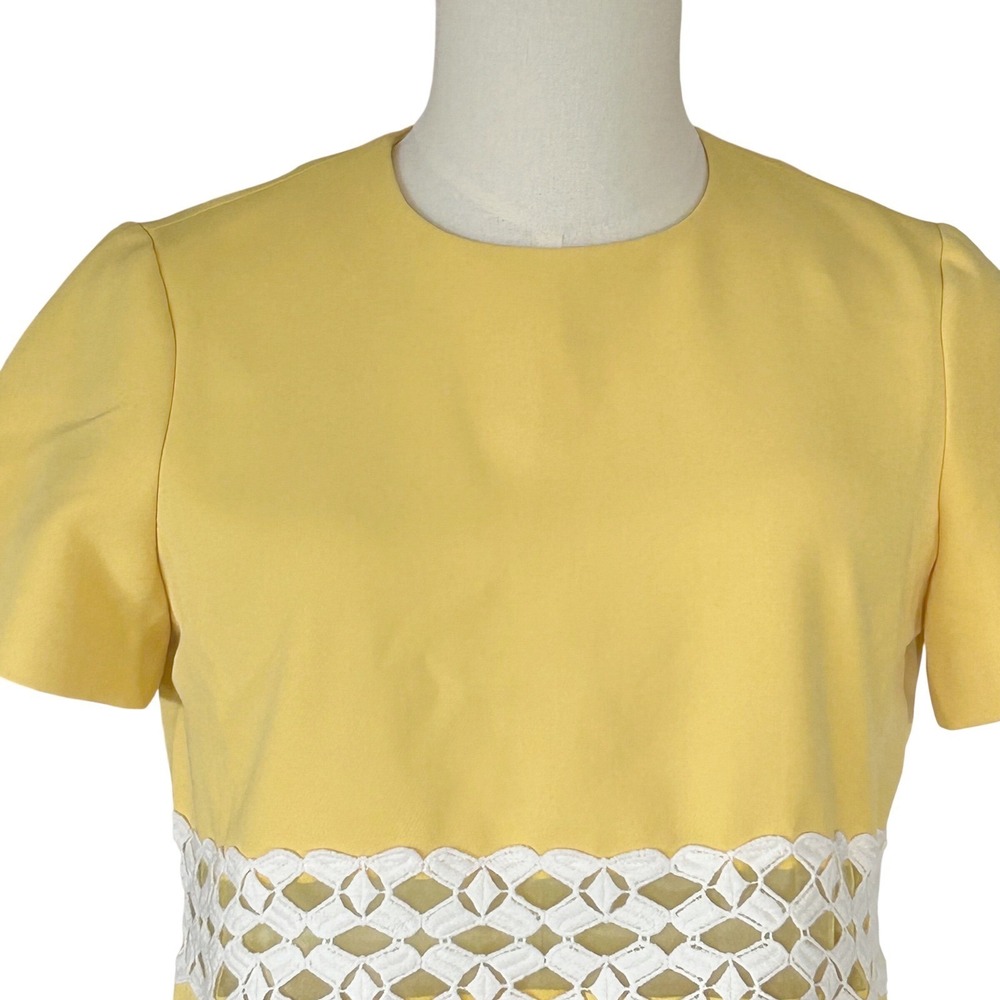 Womens Tuckernuck Canary‎ Mod Camelot Shift Dress L Aspen Yellow Lattice Trim  L - Picture 7 of 11